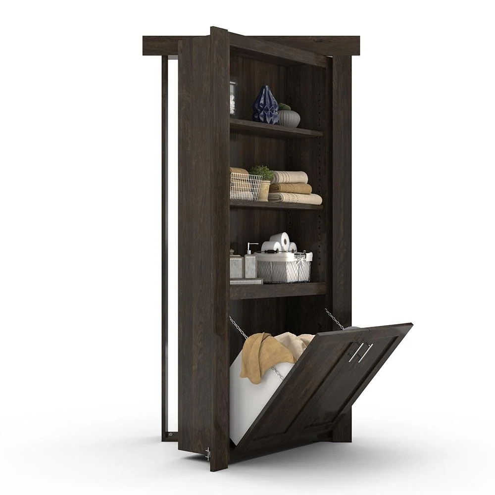 Hidden Flush Mount Knotty Alder Hamper Door - Image 3