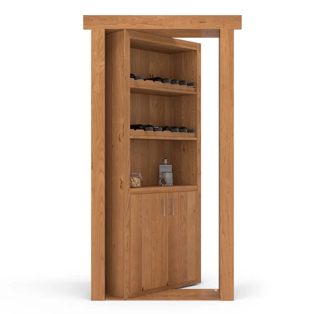 Hidden Flush Mount Knotty Alder Wine Rack Door - Image 2