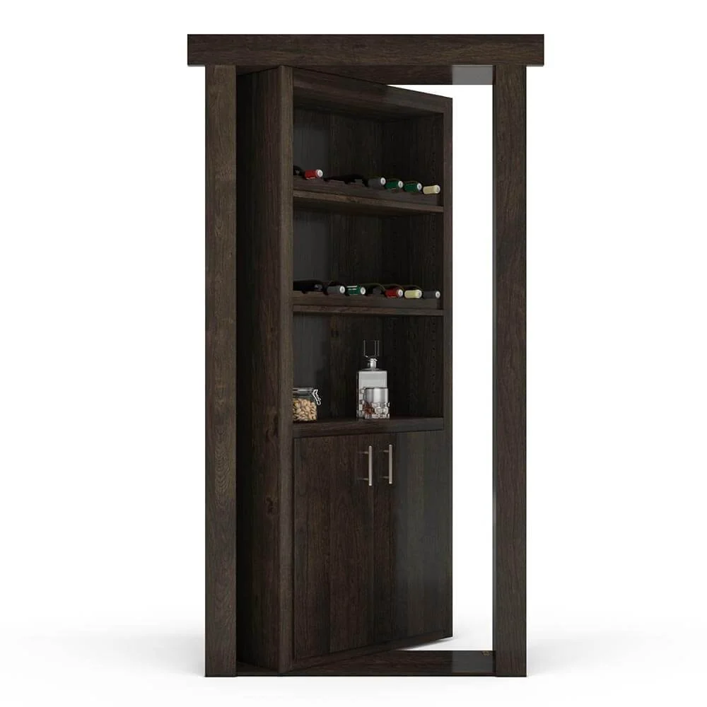 Hidden Flush Mount Knotty Alder Wine Rack Door - Image 3