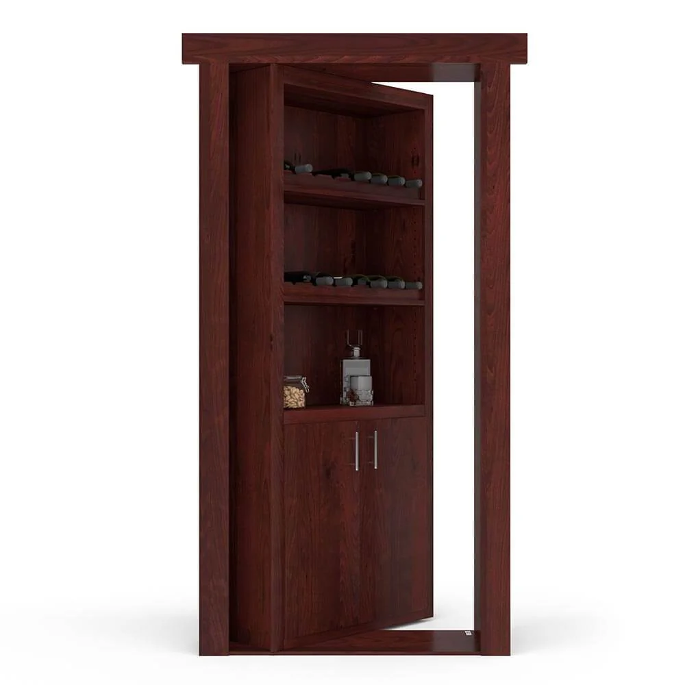 Hidden Flush Mount Knotty Alder Wine Rack Door - Image 4