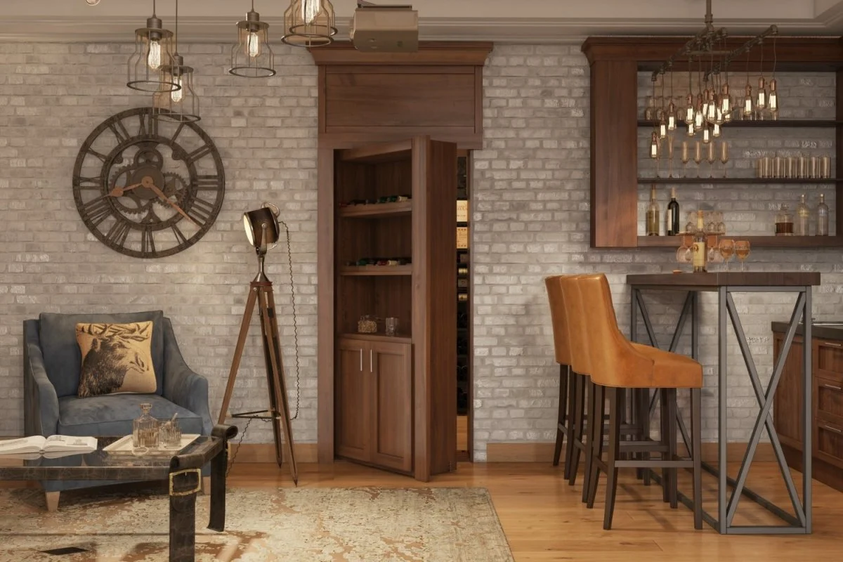 Hidden Flush Mount Maple Wine Rack Door - Image 11