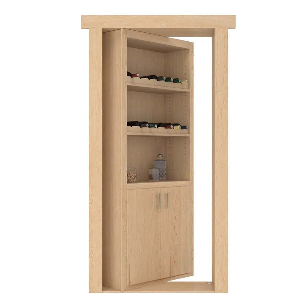 Hidden Flush Mount Maple Wine Rack Door - Image 2