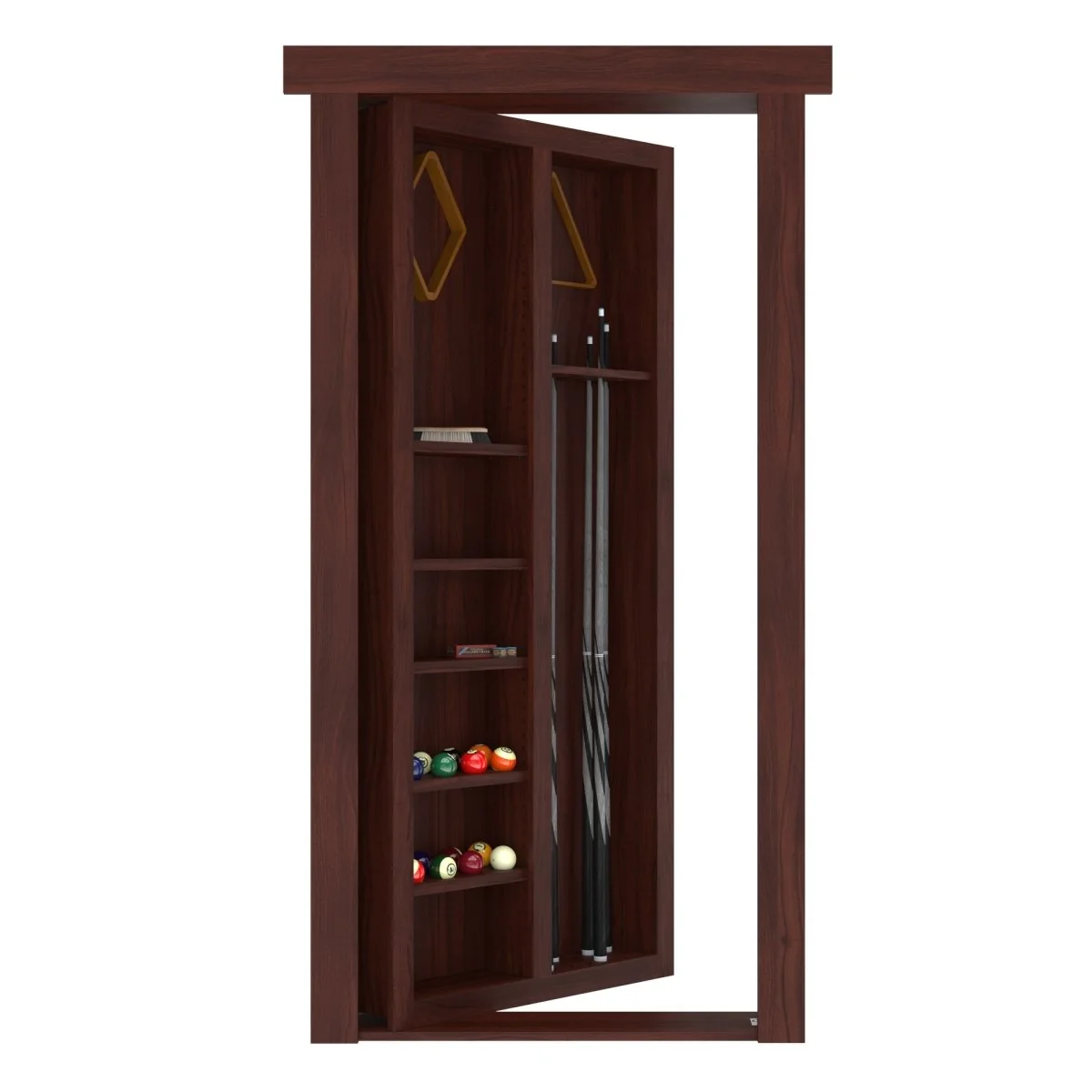 Hidden Flush Mount Walnut Pool Cue Door - Image 4