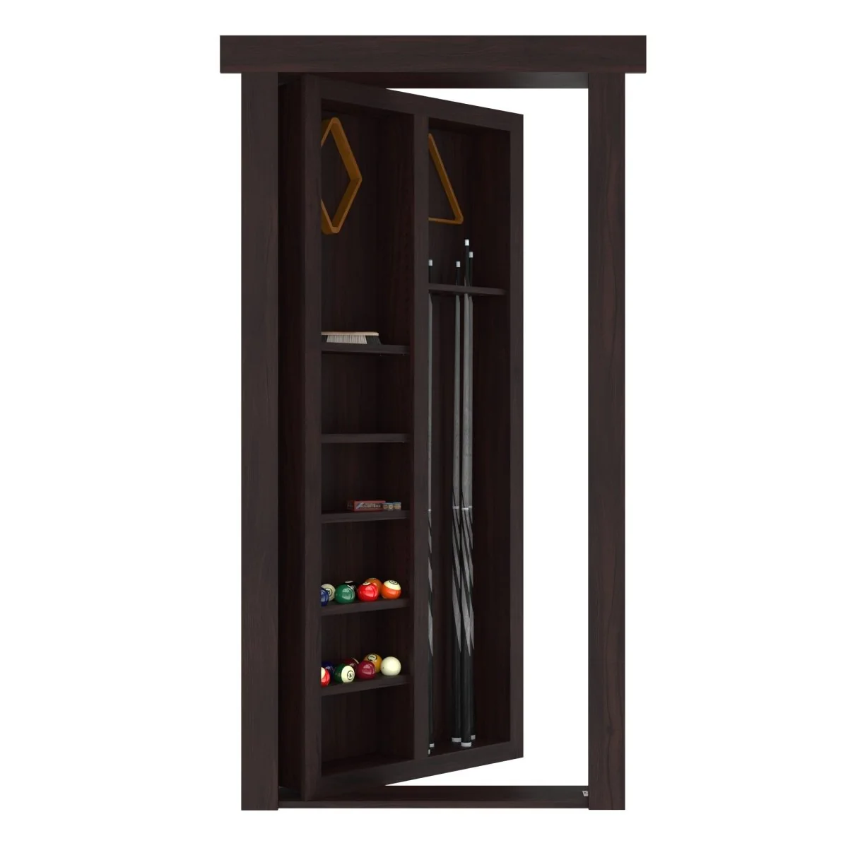 Hidden Flush Mount Walnut Pool Cue Door - Image 5
