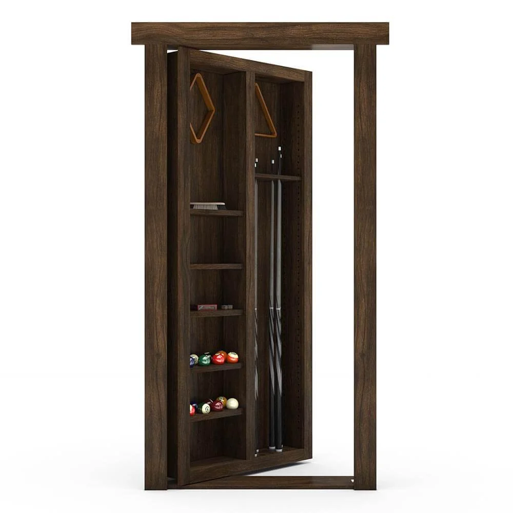 Hidden Flush Mount Walnut Pool Cue Door - Image 6