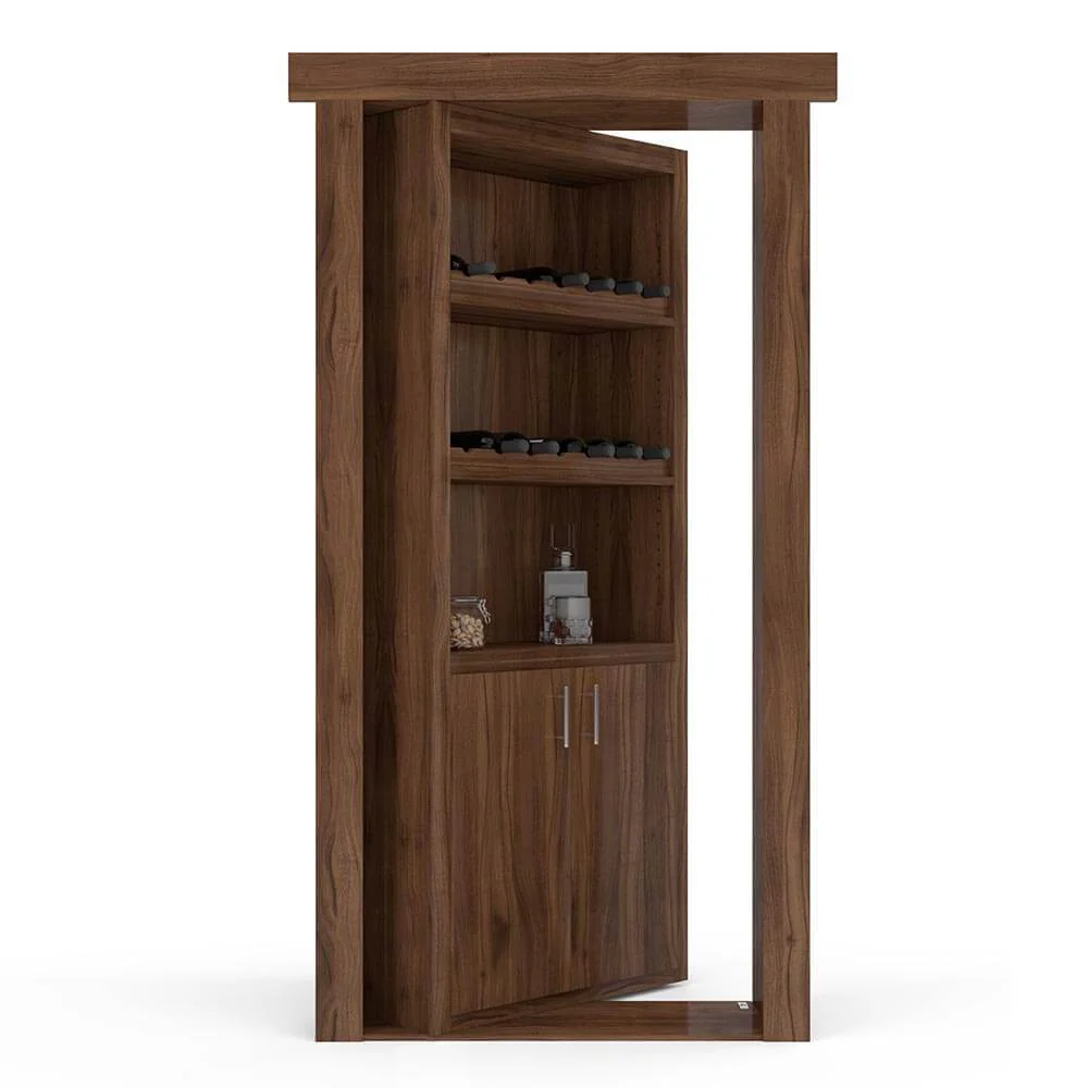 Hidden Flush Mount Walnut Wine Rack Door - Image 2