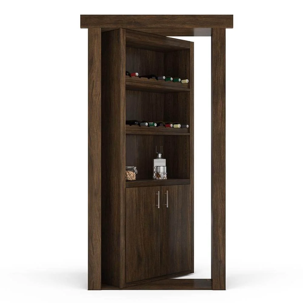 Hidden Flush Mount Walnut Wine Rack Door - Image 3