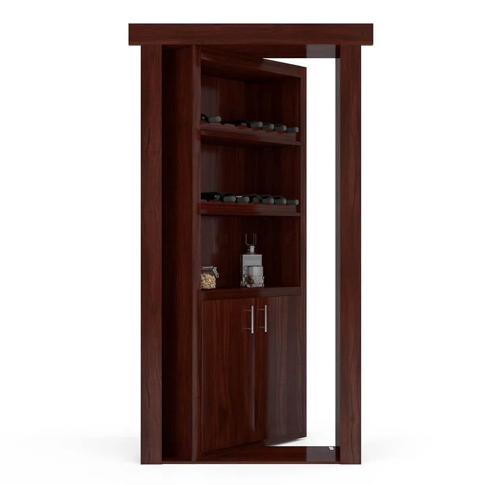 Hidden Flush Mount Walnut Wine Rack Door - Image 4