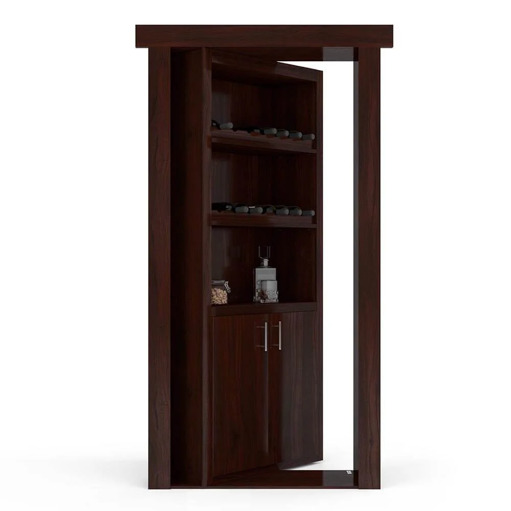 Hidden Flush Mount Walnut Wine Rack Door - Image 6