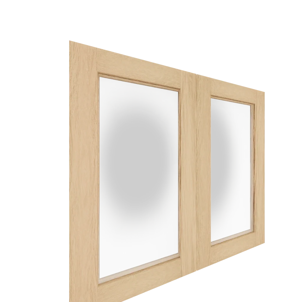 Lower Glass Panel Cabinet Door (White Oak) (Single Door)