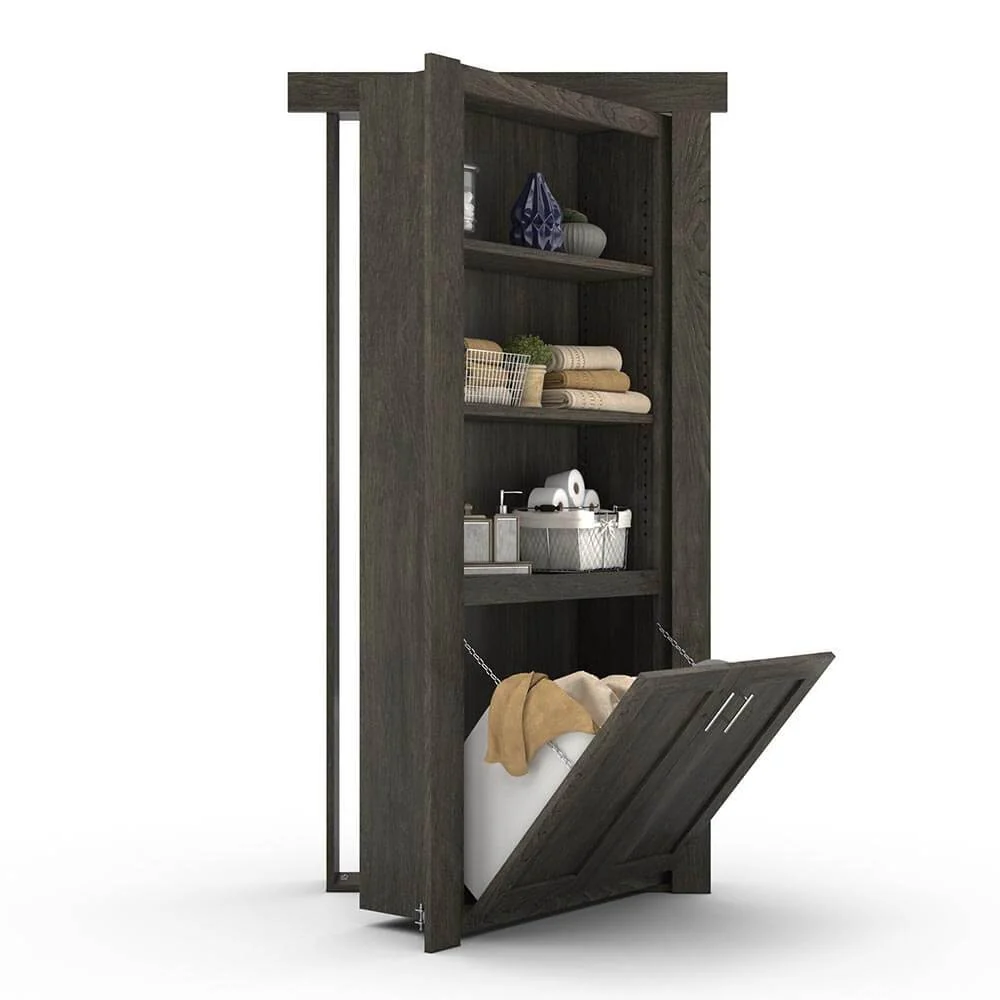 Hidden Flush Mount Maple Hamper Door - Image 3