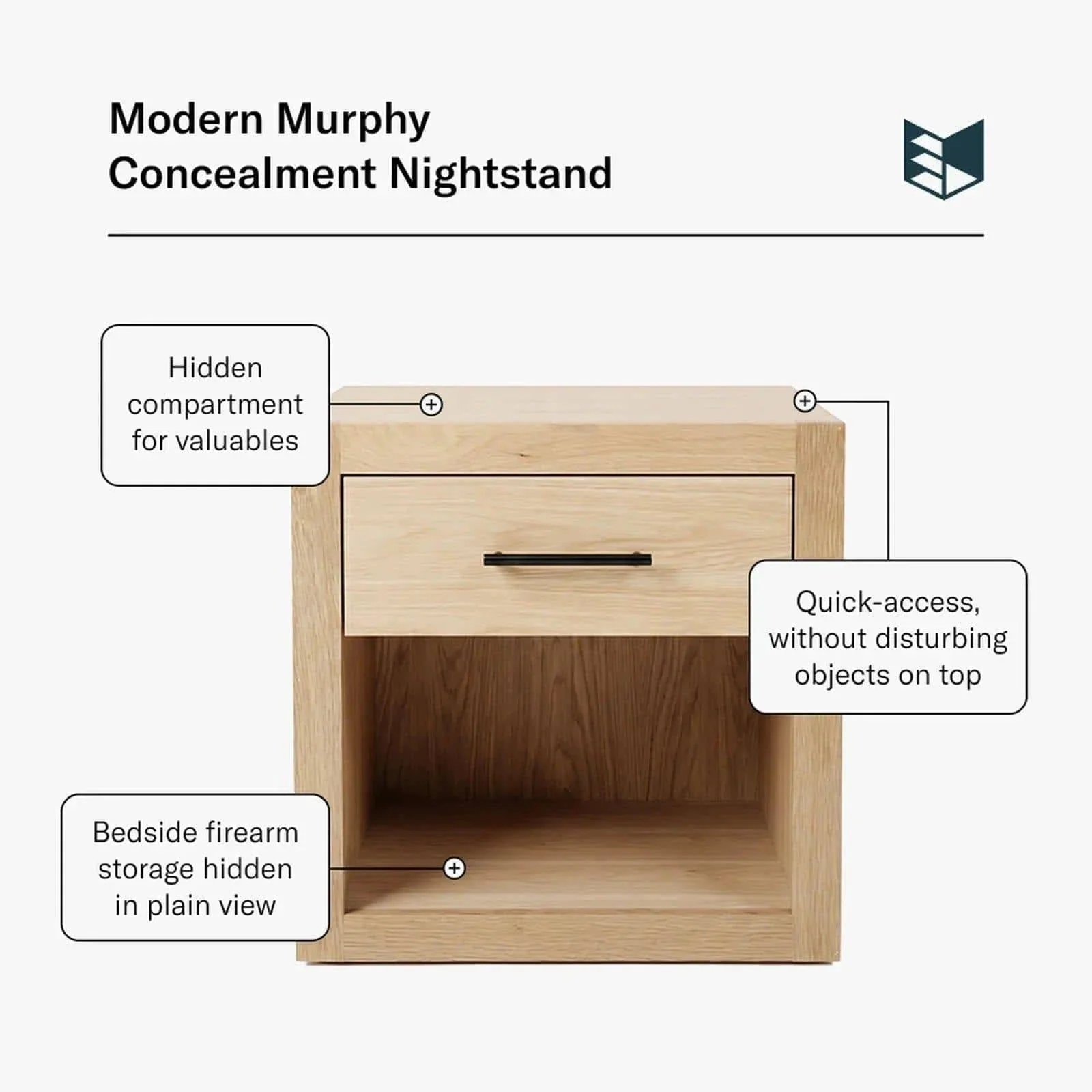 Modern Murphy Concealment Nightstand - Image 3