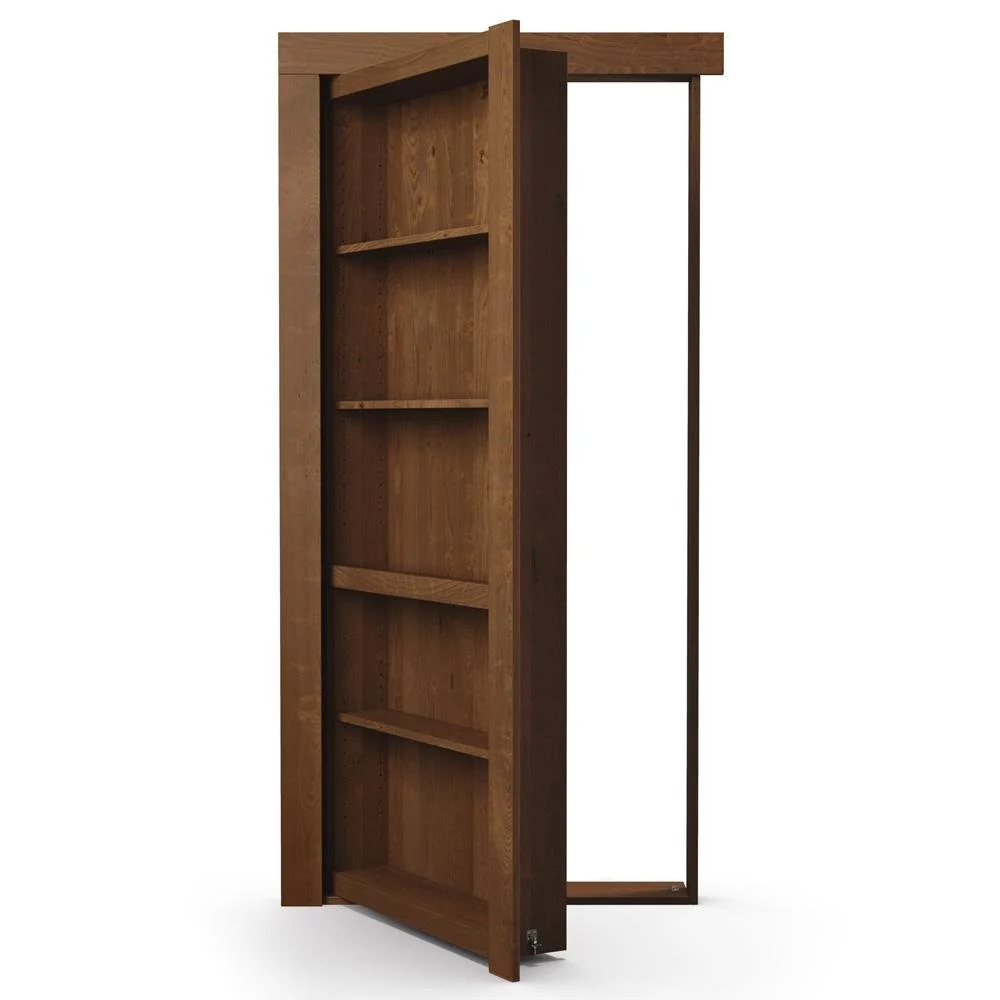 Single Flush Mount Hidden Knotty Alder Bookcase Door - Image 10