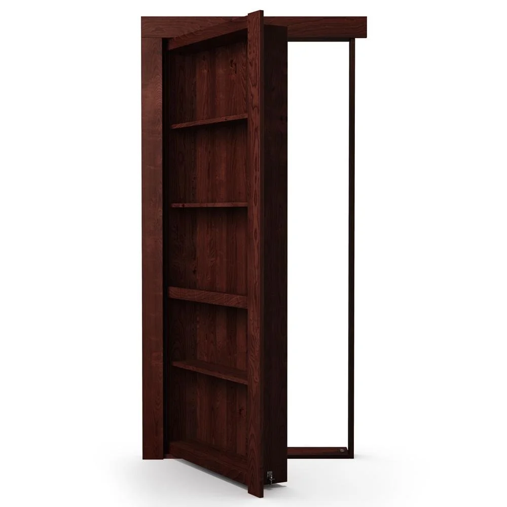 Single Flush Mount Hidden Knotty Alder Bookcase Door - Image 11