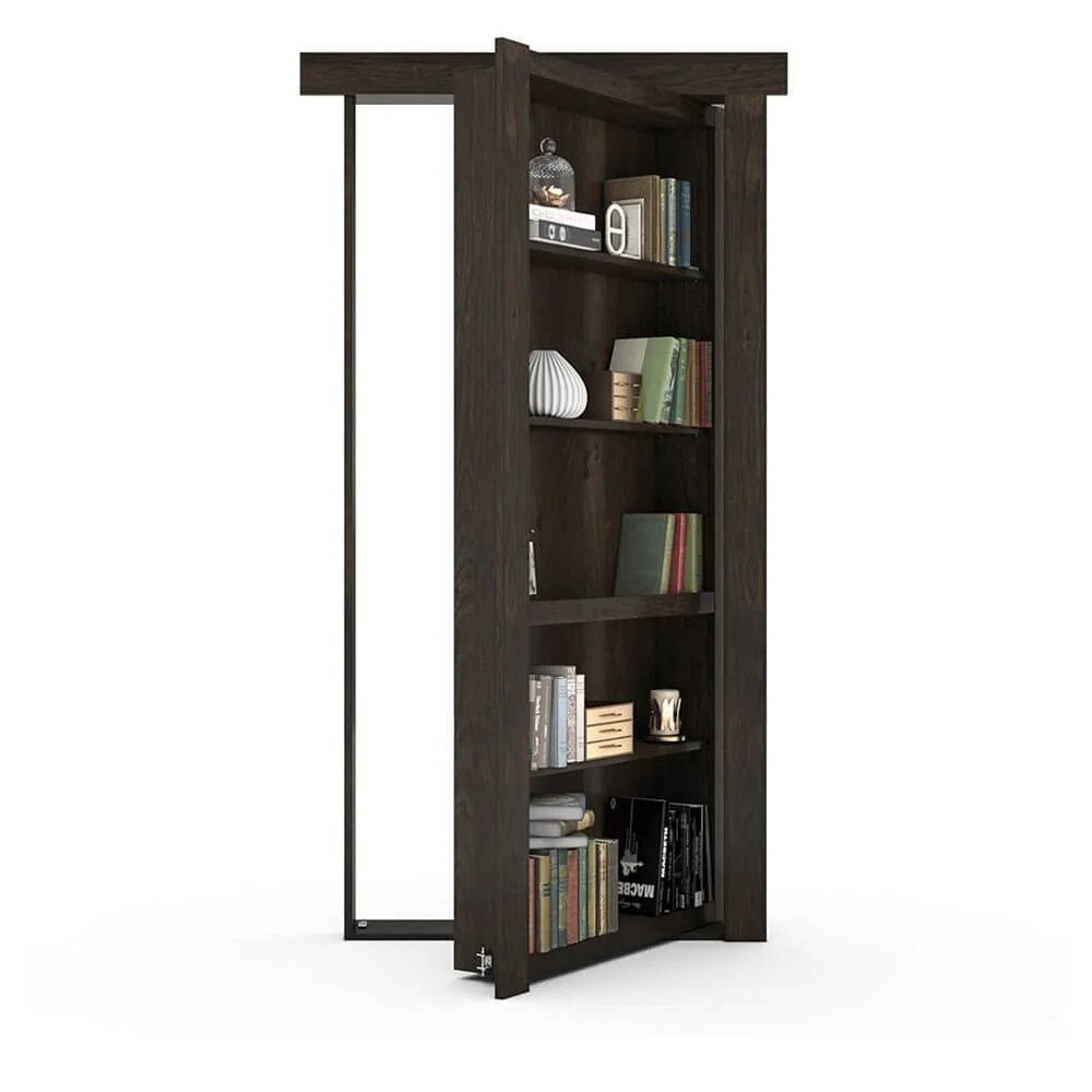 Single Flush Mount Hidden Knotty Alder Bookcase Door - Image 3