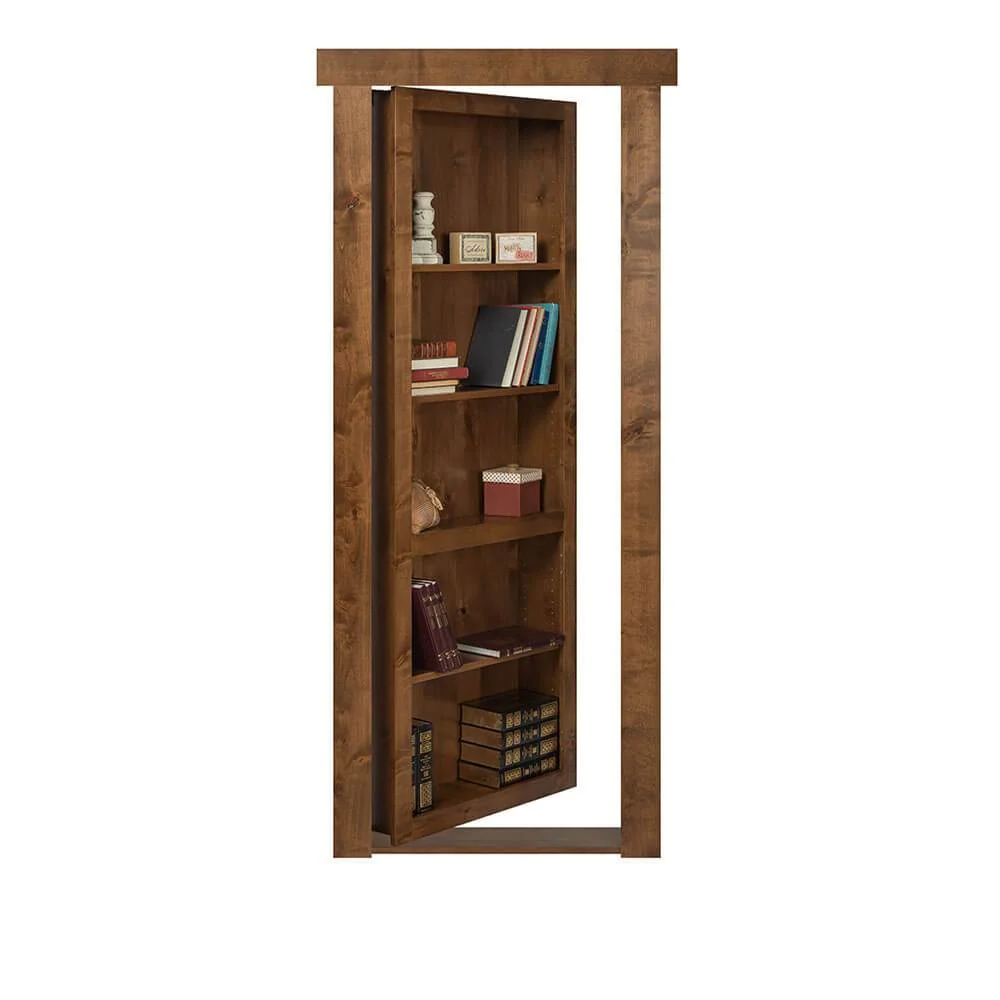 Single Flush Mount Hidden Knotty Alder Bookcase Door - Image 5