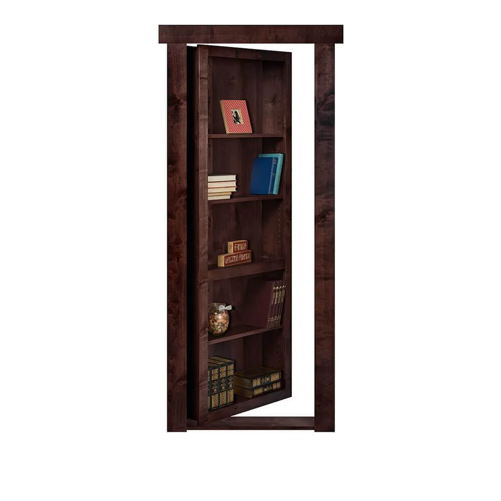 Single Flush Mount Hidden Knotty Alder Bookcase Door - Image 6
