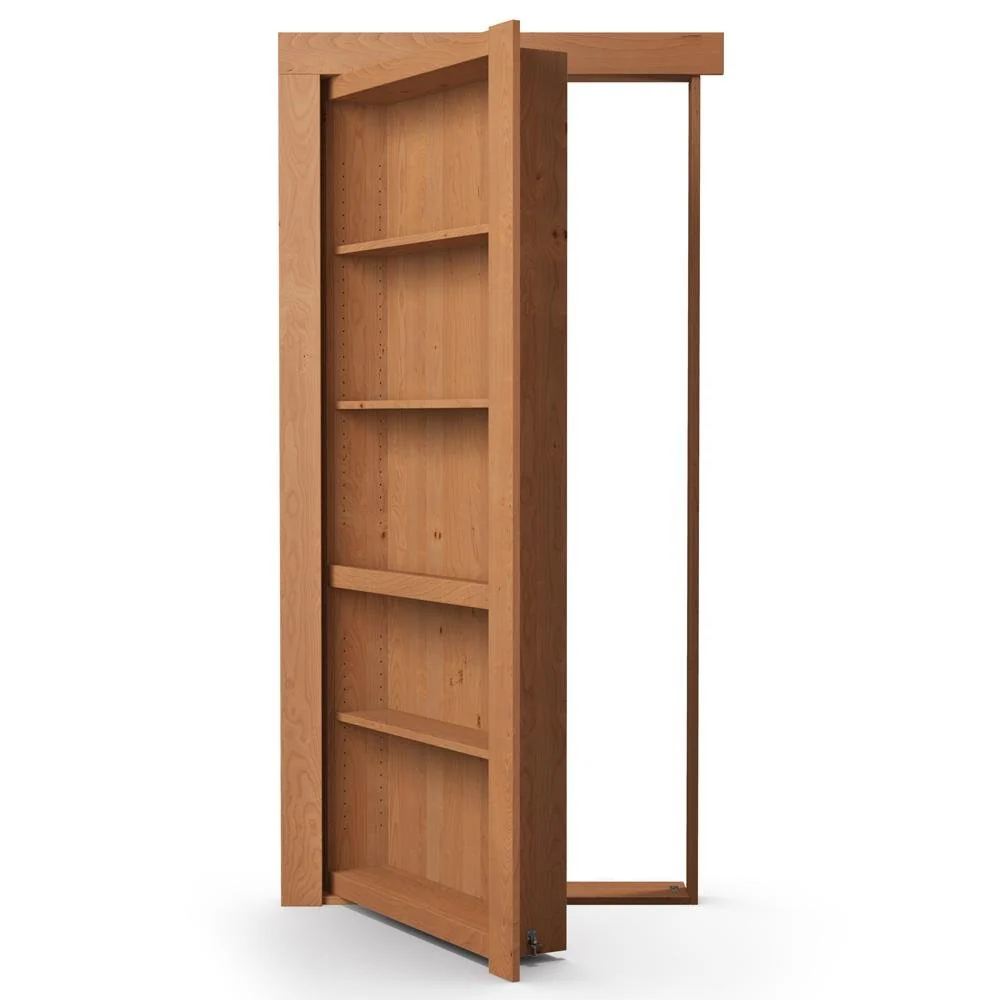 Single Flush Mount Hidden Knotty Alder Bookcase Door - Image 8