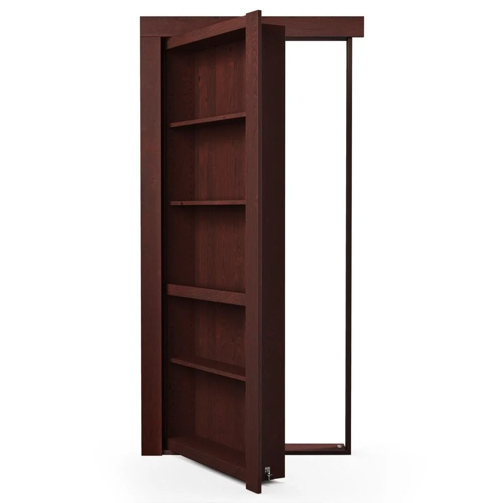 Single Flush Mount Hidden Knotty Alder Bookcase Door - Image 9
