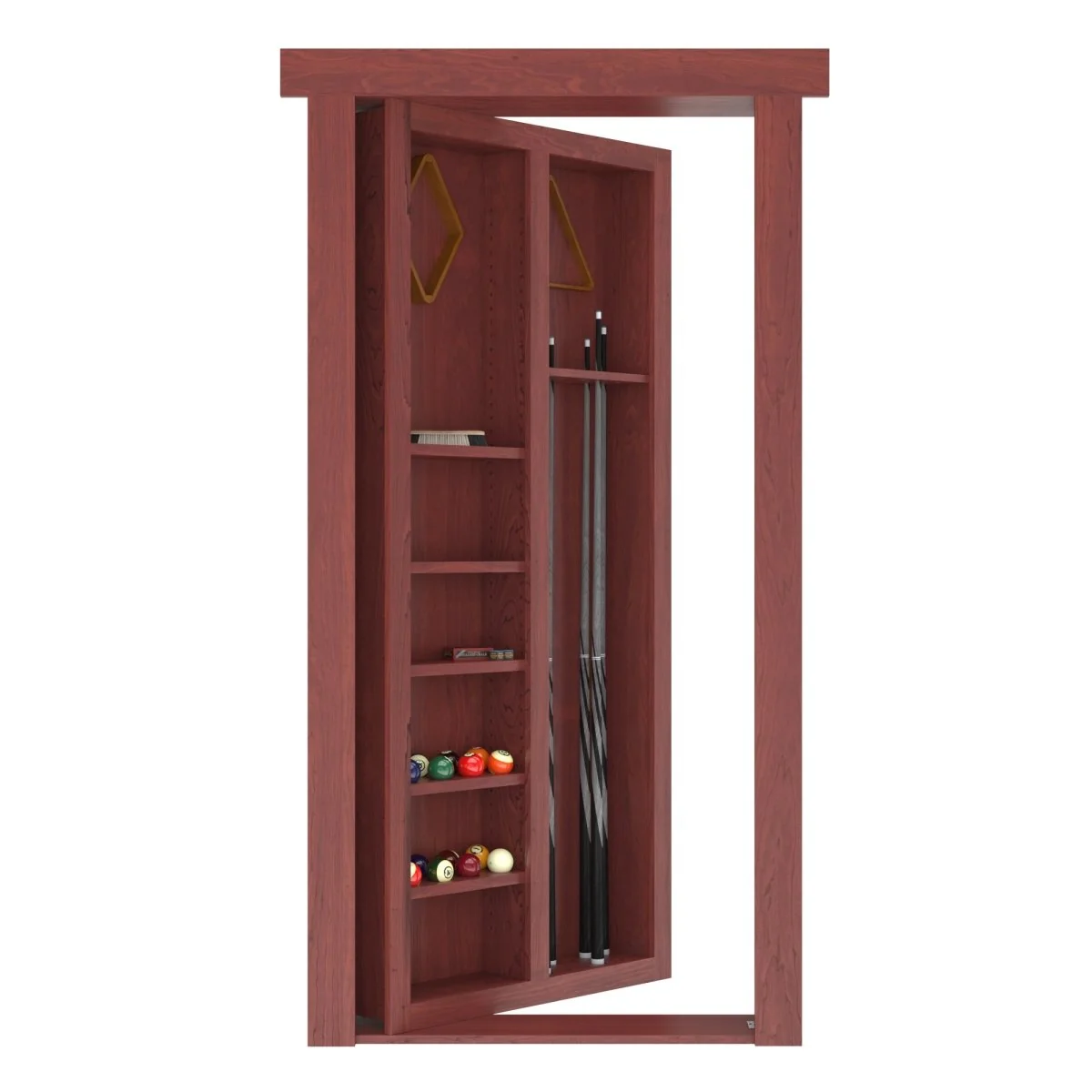 Hidden Flush Mount Maple Pool Cue Door - Image 4