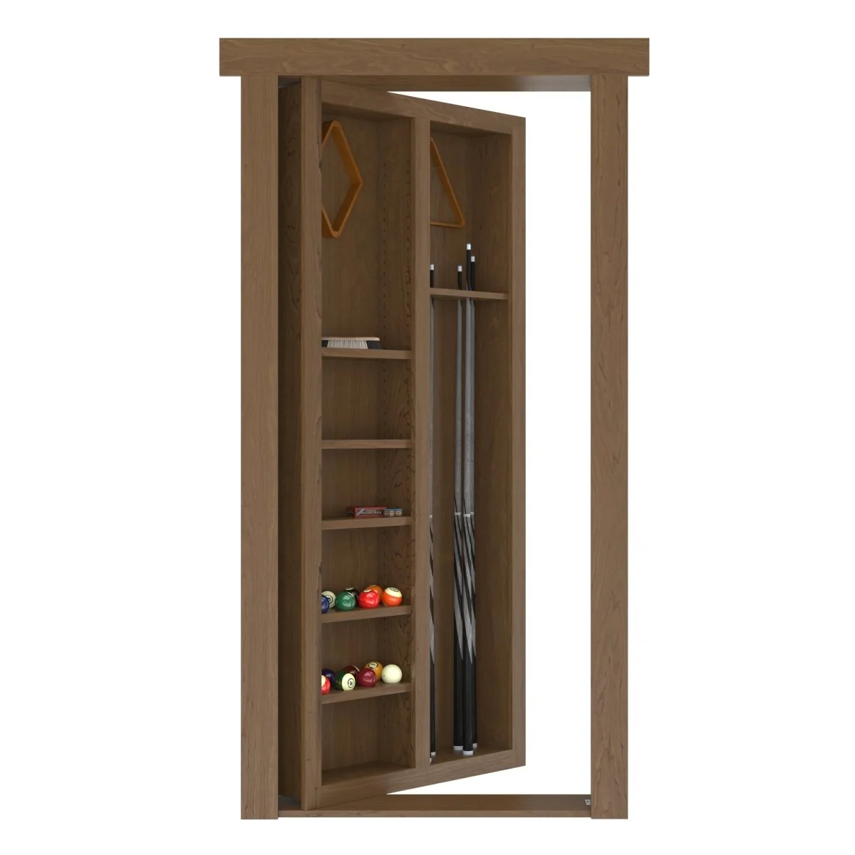 Hidden Flush Mount Maple Pool Cue Door - Image 5