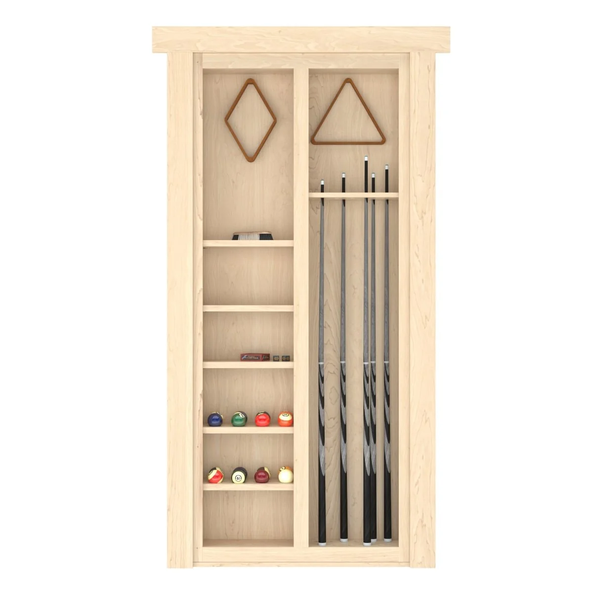 Hidden Flush Mount Maple Pool Cue Door - Image 7