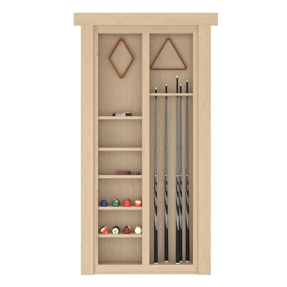 Hidden Flush Mount Maple Pool Cue Door - Image 8
