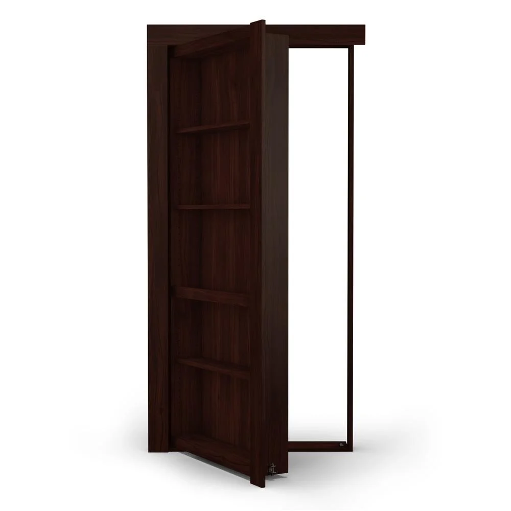 Single Flush Mount Walnut Hidden Bookcase Door - Image 15