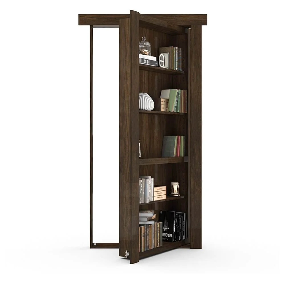 Single Flush Mount Walnut Hidden Bookcase Door - Image 3