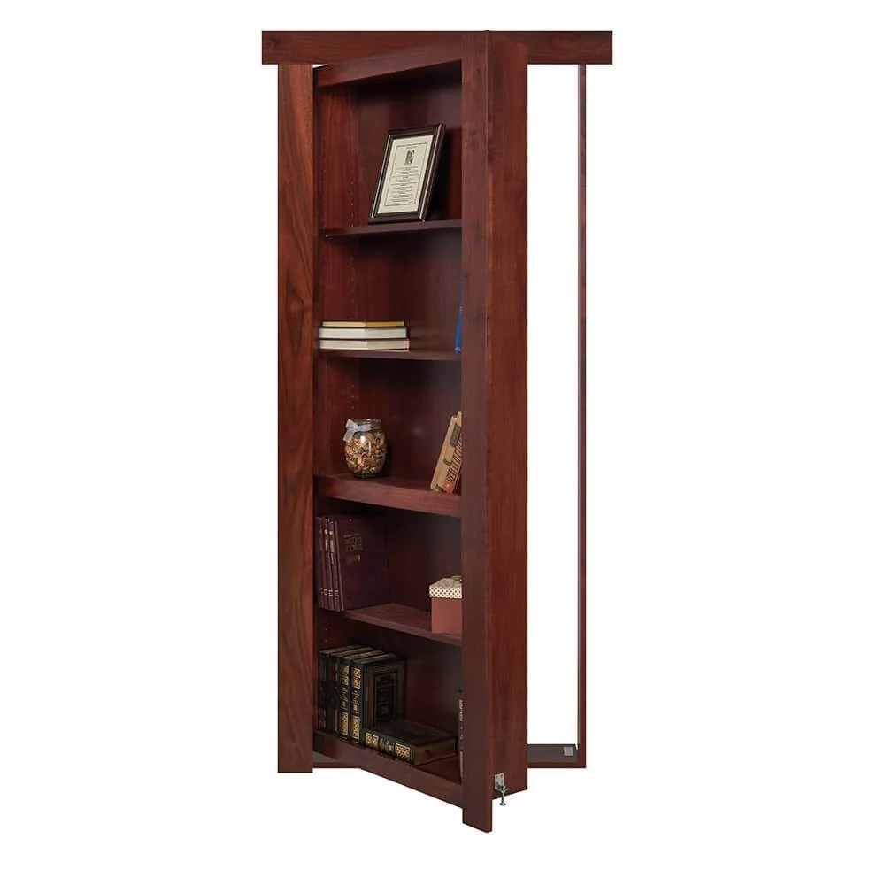 Single Flush Mount Walnut Hidden Bookcase Door - Image 4