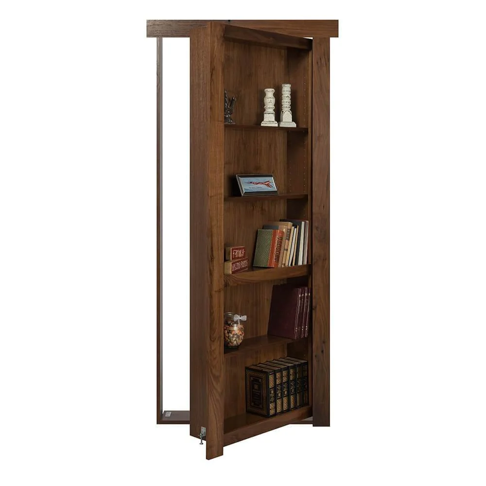 Single Flush Mount Walnut Hidden Bookcase Door - Image 5