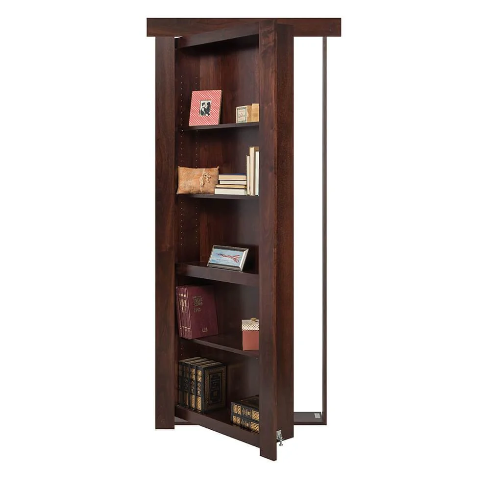 Single Flush Mount Walnut Hidden Bookcase Door - Image 6