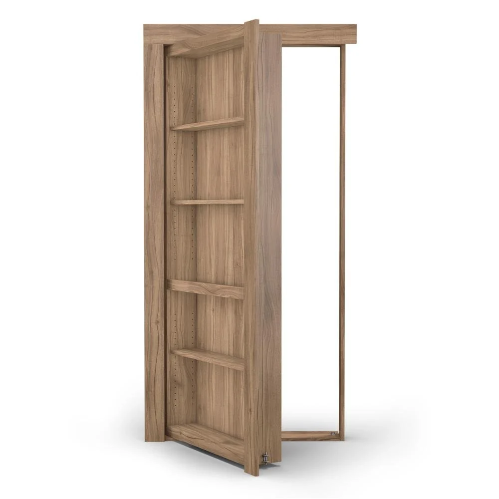 Single Flush Mount Walnut Hidden Bookcase Door - Image 7