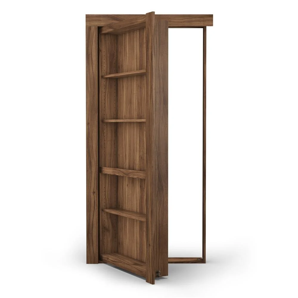 Single Flush Mount Walnut Hidden Bookcase Door - Image 9