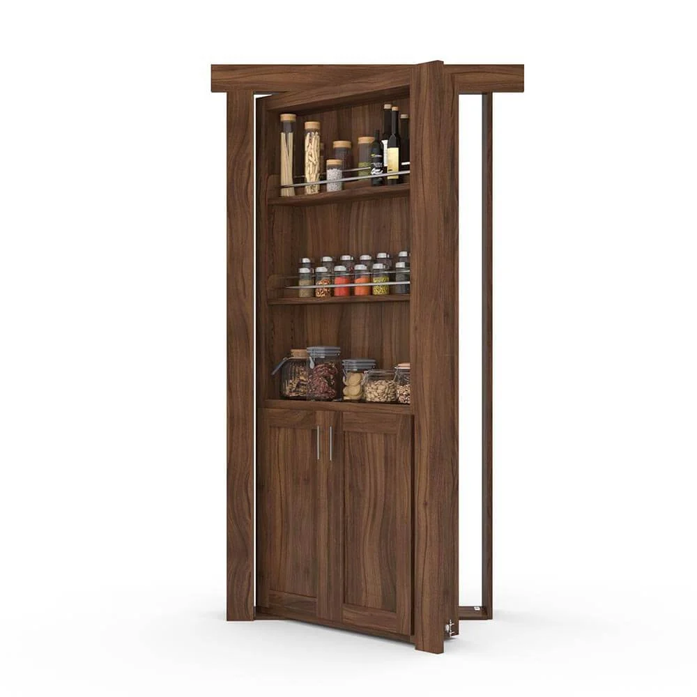 Hidden Flush Mount Walnut Spice Rack Door - Image 2