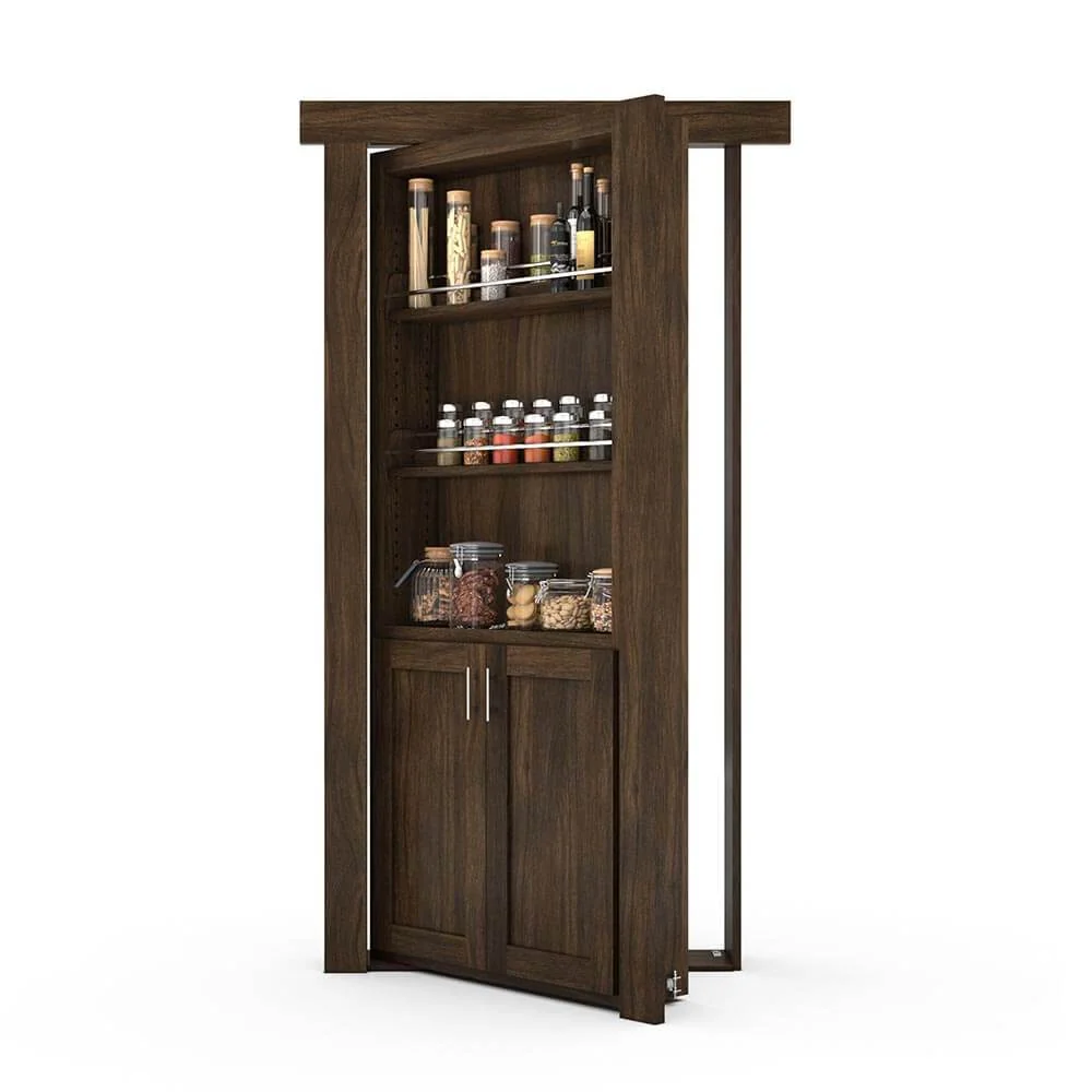 Hidden Flush Mount Walnut Spice Rack Door - Image 3