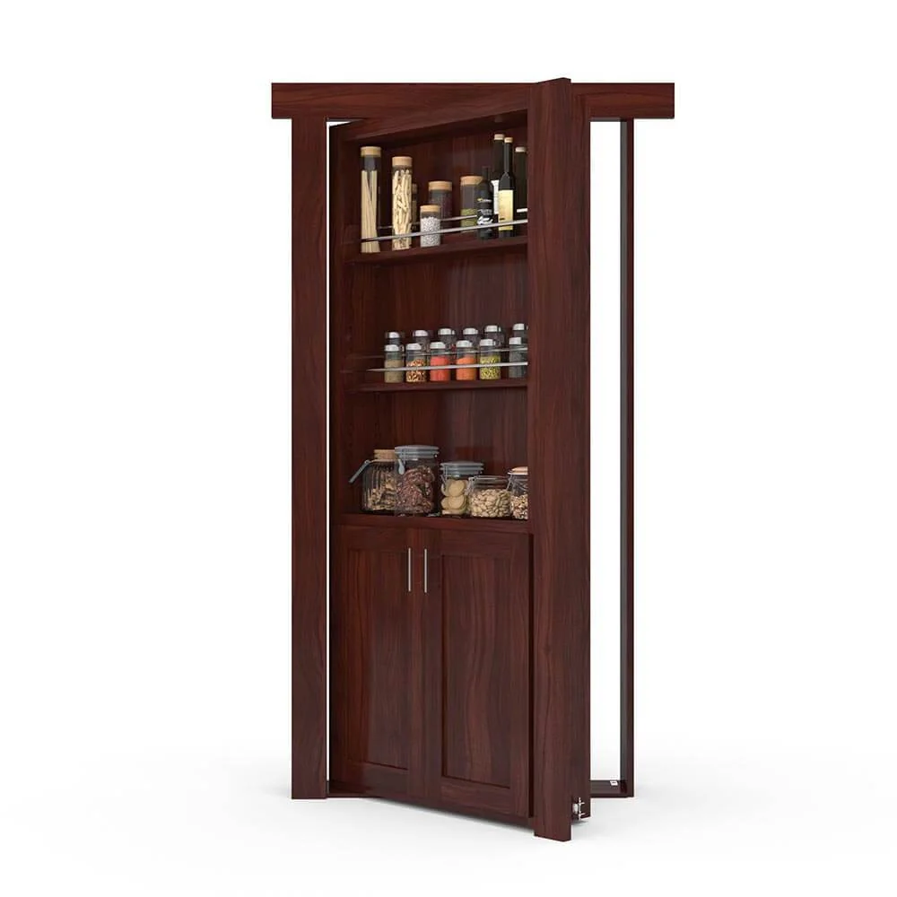 Hidden Flush Mount Walnut Spice Rack Door - Image 4