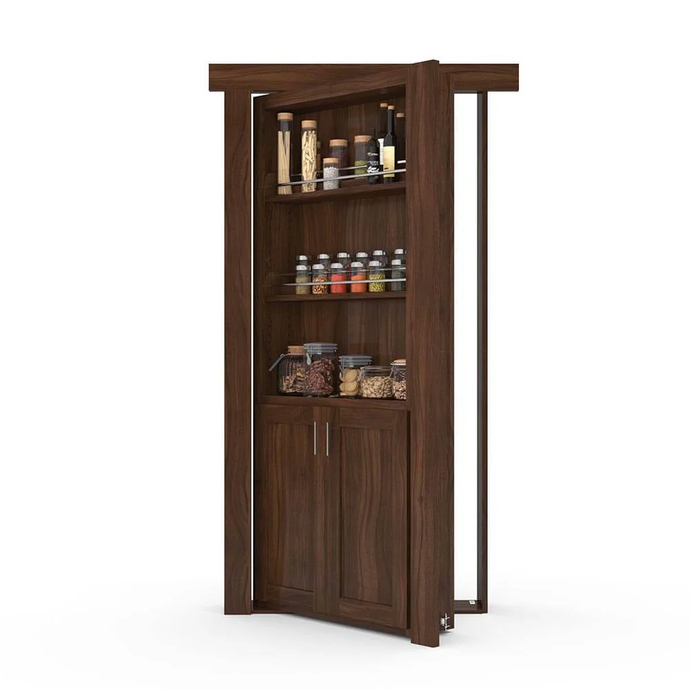 Hidden Flush Mount Walnut Spice Rack Door - Image 5