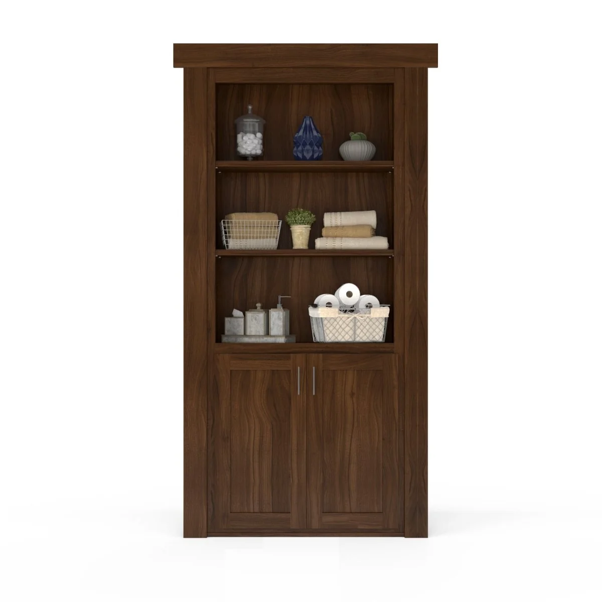 Hidden Flush Mount Walnut Hamper Door - Image 10
