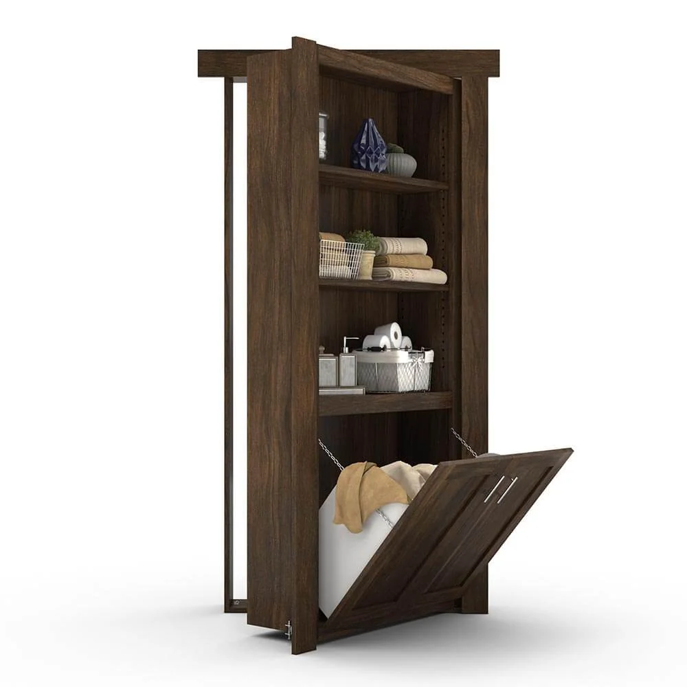 Hidden Flush Mount Walnut Hamper Door - Image 3