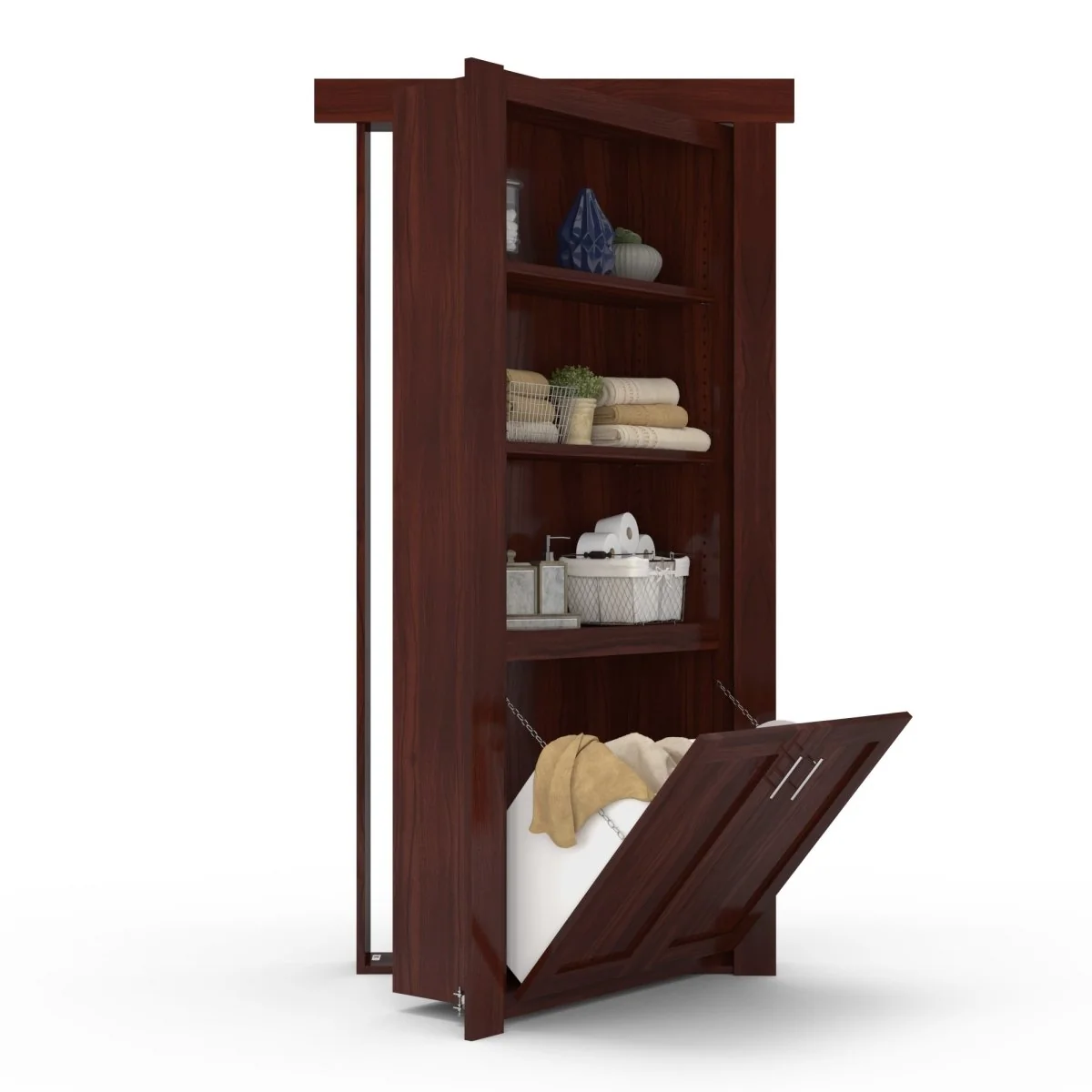 Hidden Flush Mount Walnut Hamper Door - Image 4