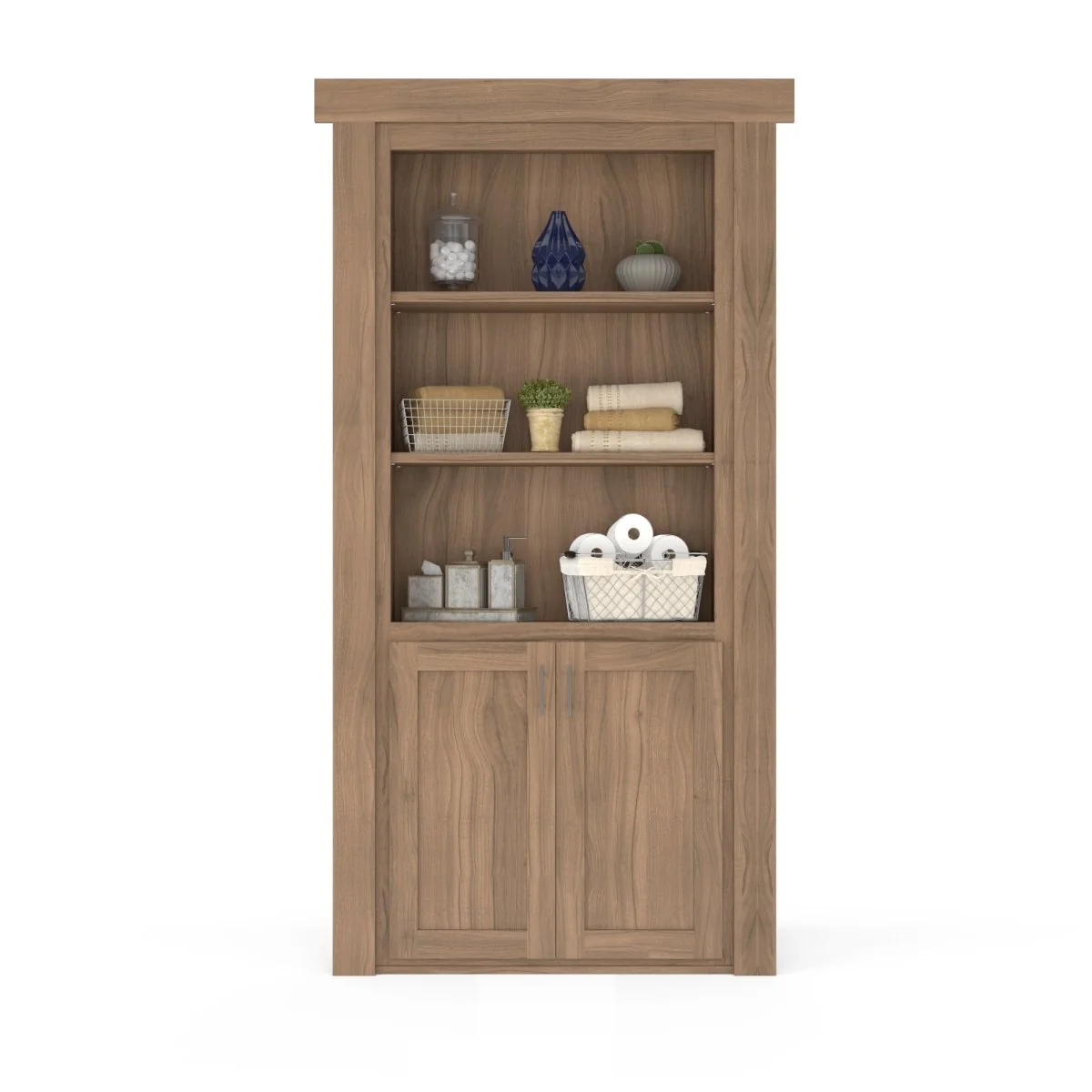 Hidden Flush Mount Walnut Hamper Door - Image 7